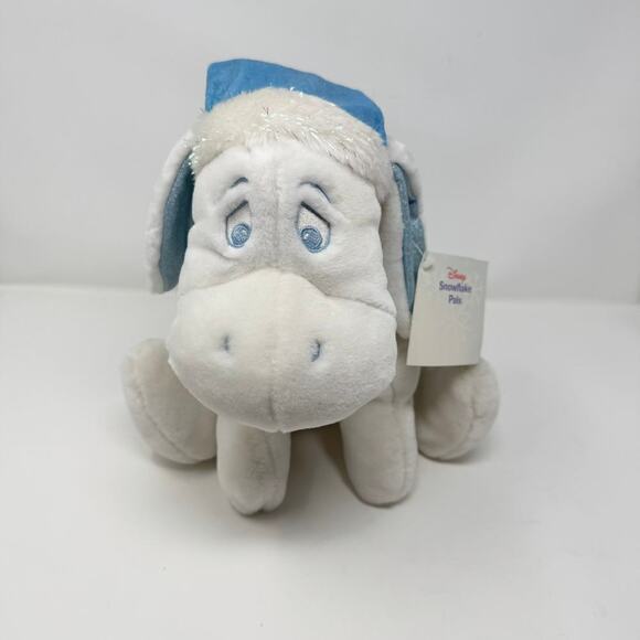 Disney Store Snowflake Pal Eeyore 12" Plush White Blue Sparkle Scarf and Hat - Picture 1 of 12